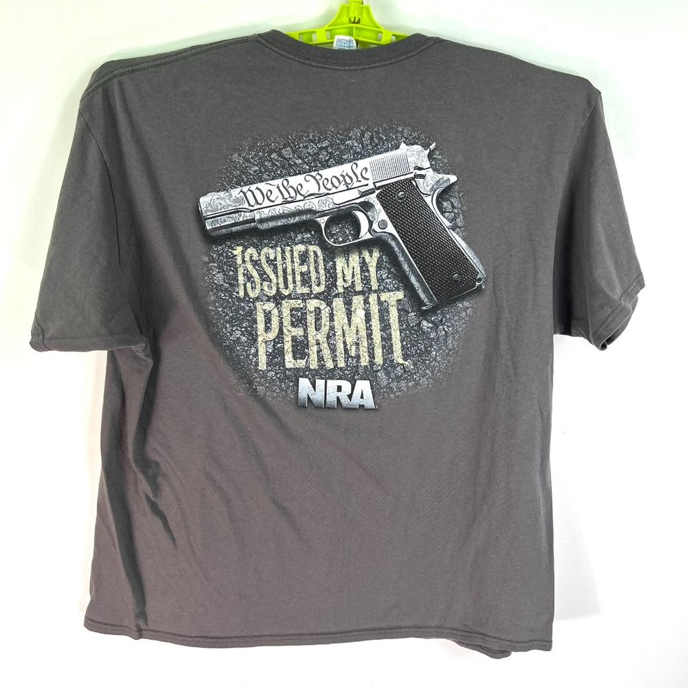 NRA Issued My Permit Graphic T Shirt Adult Size 2XL Gray